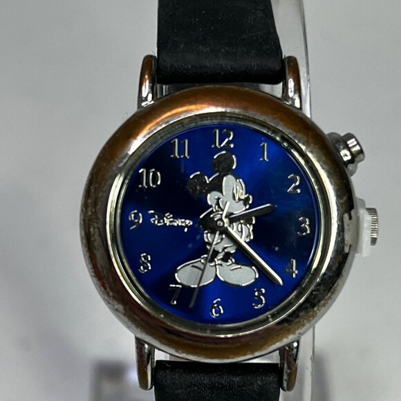 Disney Womens Mickey Mouse Musical Watch With Black Leather Strap - Picture 3 of 11